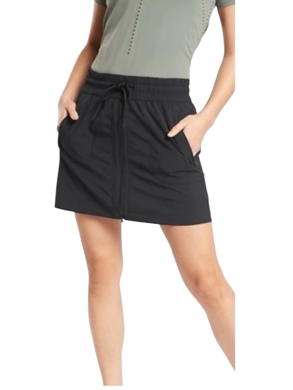 Athleta Expedition Black Front Zipper Skort Women’s Size 6